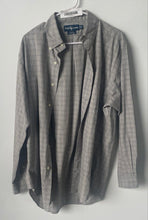 Load image into Gallery viewer, Ralph Lauren Mens Gray Check Print Blake Cotton Button-Up Shirt Size Medium
