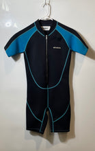 Load image into Gallery viewer, Seaskin Unisex Black Blue Short Sleeve Zip Front One-Piece Wetsuit Size 12
