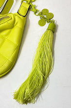 Load image into Gallery viewer, Aldo Womens Fluorescent Green Quilted Tassel Adjustable Strap Shoulder Handbag
