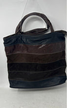 Load image into Gallery viewer, Unbranded Womens Brown Black Striped Print Inner Pocket Top Handle Shoulder Bag
