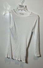 Load image into Gallery viewer, Zara Womens White Ribbed One-Sleeve Crew Neck Asymmetrical Blouse Top Size L
