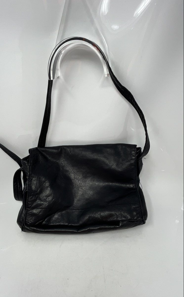 Nine West Womens Black Leather Adjustable Strap Shoulder Crossbody Bag