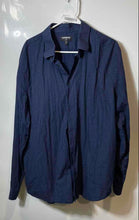 Load image into Gallery viewer, Express Mens Blue Polka Dot Classic Long Sleeve Dress Shirt Size XXL 18-18.5
