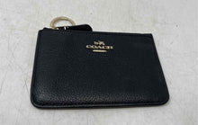 Load image into Gallery viewer, Coach Womens Black Pebbled Leather Inner Pocket Zipper Coin Wallet
