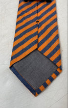 Load image into Gallery viewer, Hugo Boss Mens Orange Blue Striped Adjustable Keeper Loop Pointed Necktie
