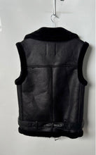 Load image into Gallery viewer, Zara Womens Black Sleeveless Shearling Lined Motorcycle Biker Vest Size XS
