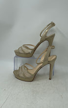 Load image into Gallery viewer, Nine West Womens Della Gold Glitter Stiletto Heel Ankle Strap Sandals Size 8M
