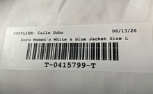 Load image into Gallery viewer, Ecru Womens White And Blue Long Sleeve Button Front Cropped Jacket Size Large
