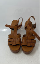 Load image into Gallery viewer, Michael Kors Womens Brown Leather Open Toe Wood Cone Platform Heels Size 8
