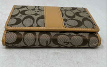 Load image into Gallery viewer, Coach Womens Brown And Beige Signature Print Card Holder Trifold Wallet
