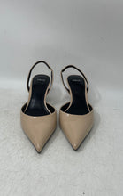 Load image into Gallery viewer, Mango Womens Beige Leather Pointed Toe Kitten Slingback Heels Size EUR 36
