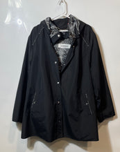 Load image into Gallery viewer, Dennis By Dennis Basso Womens Black Long Sleeve Hooded Full Snap Rain Coat Sz 3X
