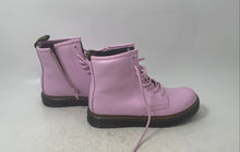 Load image into Gallery viewer, Dr. Martens Girls Zavala Pink Leather Lace-Up Ankle Combat Boots Size 2
