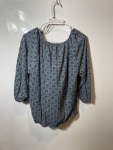 Load image into Gallery viewer, Michael Kors Womens Blue Geometric Print 3/4 Sleeve Scoop Neck Blouse Top Size M
