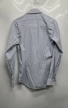 Load image into Gallery viewer, Express 1MX Mens Gray Blue Striped Extra Slim Dress Shirt Size XS 13-13.5
