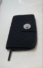 Load image into Gallery viewer, Vera Bradley Womens Black Quilted RFID Turnlock Small Bifold Wallet
