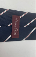Load image into Gallery viewer, Oscar De La Renta Mens Blue Striped Print Adjustable Formal Pointed Tie
