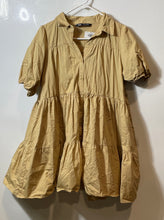Load image into Gallery viewer, Zara Womens Beige Cotton Short Sleeve Collared Tiered Mini Dress Size L
