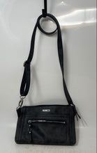 Load image into Gallery viewer, Rosetti Womens Black Leather Adjustable Strap Zip Top Lined Crossbody Bag
