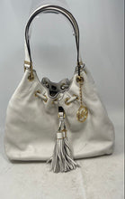Load image into Gallery viewer, Michael Kors Womens Camden White And Gold-Tone Shoulder Strap Hobo Purse
