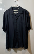 Load image into Gallery viewer, Perry Ellis Mens Black Short Sleeve Spread Collar Button-Up Shirt Size Large
