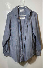 Load image into Gallery viewer, Calvin Klein Mens Blue Striped Steel+ Slim Fit Stretch Button-Up Shirt Size M
