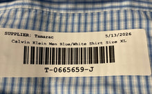 Load image into Gallery viewer, Calvin Klein Mens Blue White Cotton Long Sleeve Collared Button-Up Shirt Size XL
