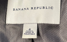 Load image into Gallery viewer, Banana Republic Womens Gray Herringbone Ruffle Lapel One-Button Blazer Size 4
