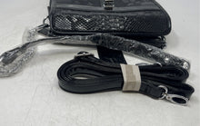 Load image into Gallery viewer, Vivi Zubedi Womens Black Snakeskin Leather Inner Pocket Crossbody Bag With Tag
