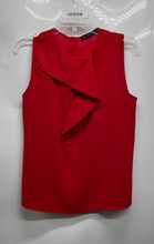 Load image into Gallery viewer, Zara Basic Womens Red Ruffle Sleeveless Round Neck Blouse Top Size Large
