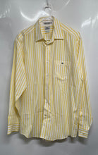 Load image into Gallery viewer, Lacoste Mens White Yellow Cotton Striped Long Sleeve Dress Shirt Size 42
