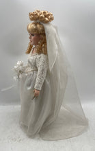 Load image into Gallery viewer, Collector's Choice Bride Wedding Gown Veil Blonde Hair Flowers Porcelain Doll
