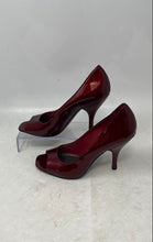 Load image into Gallery viewer, BCBGirls Womens Red Patent Leather Peep Toe Slip-On Pump Heels Size 7 B

