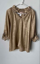Load image into Gallery viewer, Sofia Womens Gold 3/4 Sleeve V-Neck Blouse Top Size Small
