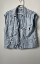 Load image into Gallery viewer, Zara Womens Blue Collared Pockets Sleeveless Utility Vest Size Large
