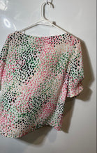 Load image into Gallery viewer, DKNY Womens Multicolor Spotted Print Short Sleeve Boat Neck Blouse Top Size PM
