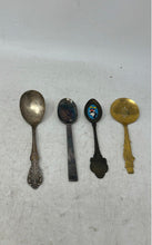 Load image into Gallery viewer, Lot Of 4 Pcs Mixed Variety Multicolor Engraved Collectible Souvenir Spoons
