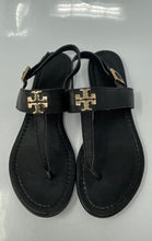 Load image into Gallery viewer, Authentic Tory Burch Womens Eleanor Black Thong Sandals Size 9M Damaged Worn
