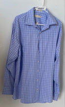Load image into Gallery viewer, Michael Kors Mens Blue Plaid Printed Cotton Long Sleeve Dress Shirt Size XL
