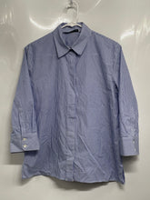 Load image into Gallery viewer, Zara Womens Blue White Striped Printed Cotton 3/4 Sleeve Tunic Blouse Top Size M
