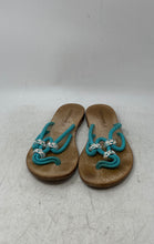 Load image into Gallery viewer, Eddy Daniele Womens Swarovski Blue Beige Slip-On Open Toe Thong Sandals Size 40
