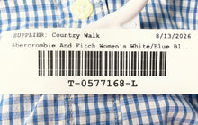 Load image into Gallery viewer, Abercrombie &amp; Fitch Womens White Blue Gingham Button-Front Blouse Top Size M
