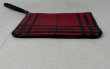 Load image into Gallery viewer, Lauren Ralph Lauren Womens Red Black Plaid Pebbled Leather Wristlet Wallet

