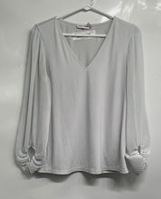 Load image into Gallery viewer, Calvin Klein Womens Light Gray Long Sleeve V-Neck Pullover Blouse Top Size S
