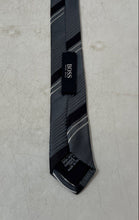Load image into Gallery viewer, Hugo Boss Mens Multicolor Striped Silk Keeper Loop Adjustable Pointed Tie
