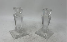 Load image into Gallery viewer, Set Of 2 Pieces Shannon Clear Irish Crystal Square Base Candle Holder With Box
