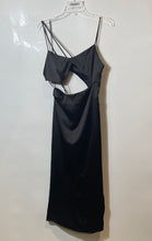 Load image into Gallery viewer, Zara Womens Black Spaghetti Strap Sleeveless Tie Back Cut-Out Sheath Dress L
