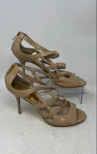 Load image into Gallery viewer, Michael Kors Womens Jessie Beige Patent Leather Strappy Heels Size 9.5 M

