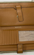 Load image into Gallery viewer, Michael Kors Womens Jet Set Gold-Tone Monogram Double-Zip Bifold Wallet
