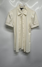 Load image into Gallery viewer, Style &amp; Co. Womens Beige Striped Short Sleeve Regular Fit Button-Up Shirt Size S
